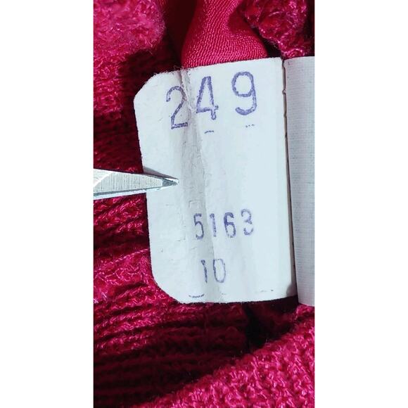 VTG Philippe Marques Sweater Size 10 Hot Pink Gemstone Collared Button Up L/S - Picture 8 of 10